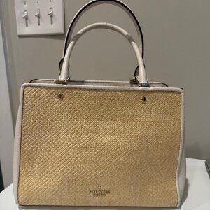 Kate Spade Margaux Large Satchel – Woven Straw & Leather Trim